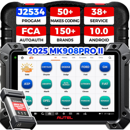 Autel MK908 Pro II (2025) J2534 Programming Tool – ECU Coding, Bidirectional, 40+ Services, OS 10, AutoScan 2.0, Upgrade of MS908S Pro Elite