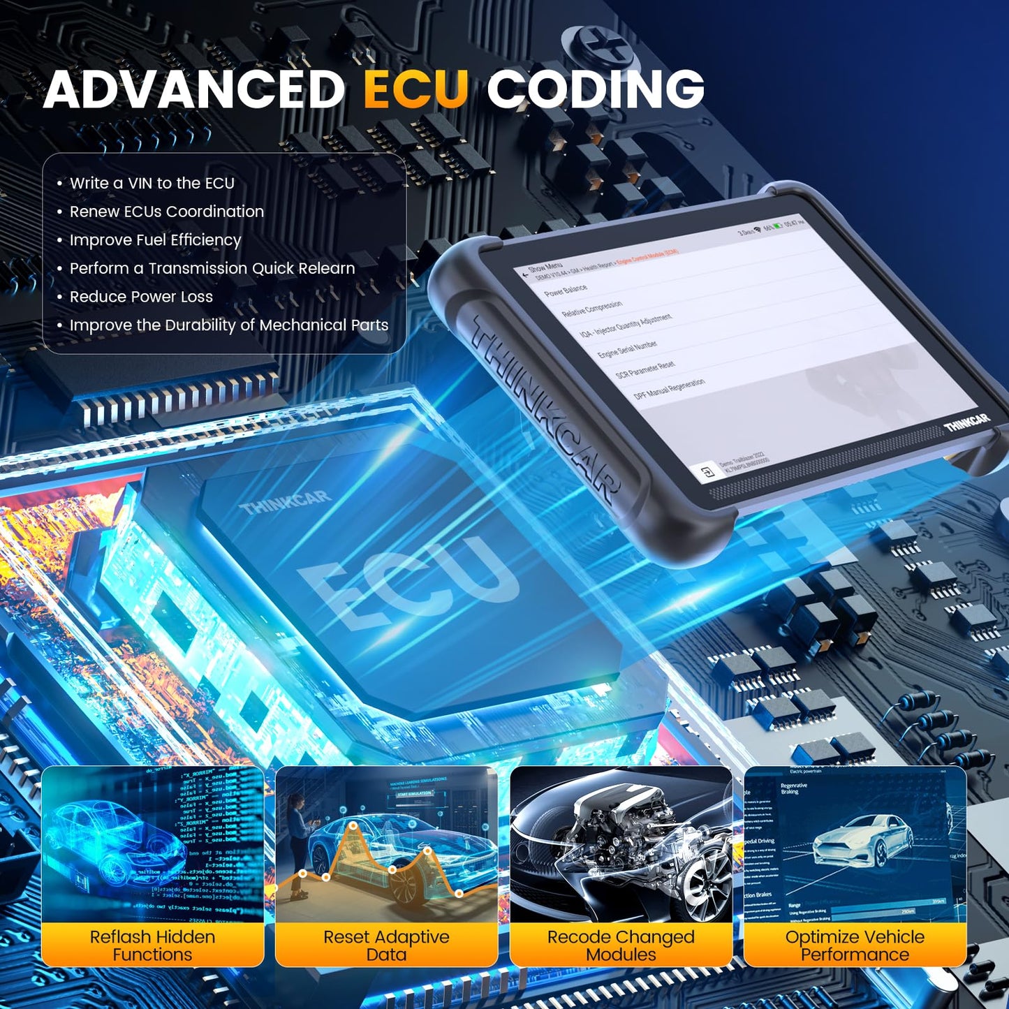 ThinkScan 689BT OBD2 Scanner with ECU Coding & 34 Services