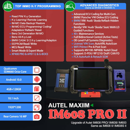 Autel IM608 PRO II Scanner – ECU Coding, 40+ Services, XP400 Pro Kit