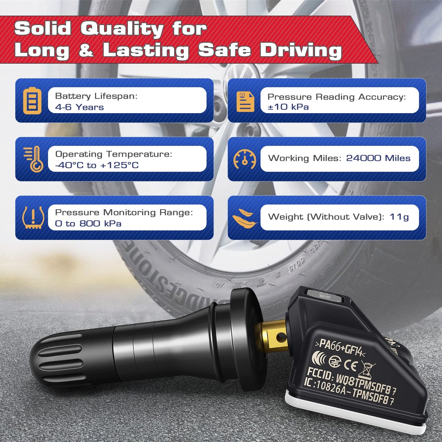 Autel MX TPMS Sensors 2-in-1 315/433MHz – 4PCS Rubber Valve