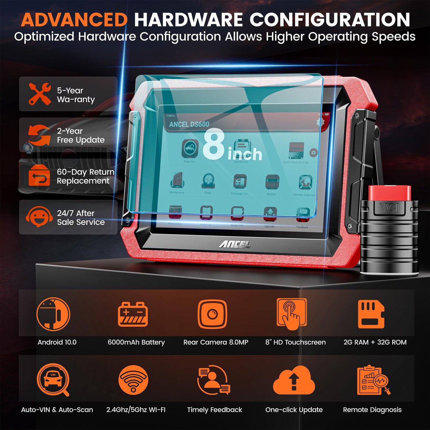 ANCEL DS600 Elite OBD2 Scanner – 2025 Full System Diagnostic Tool