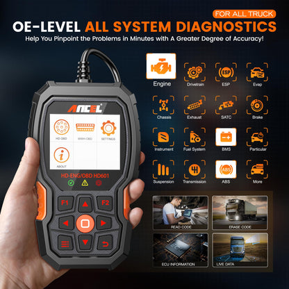 ANCEL HD601 Heavy Duty Truck Scanner for All System Diagnostics