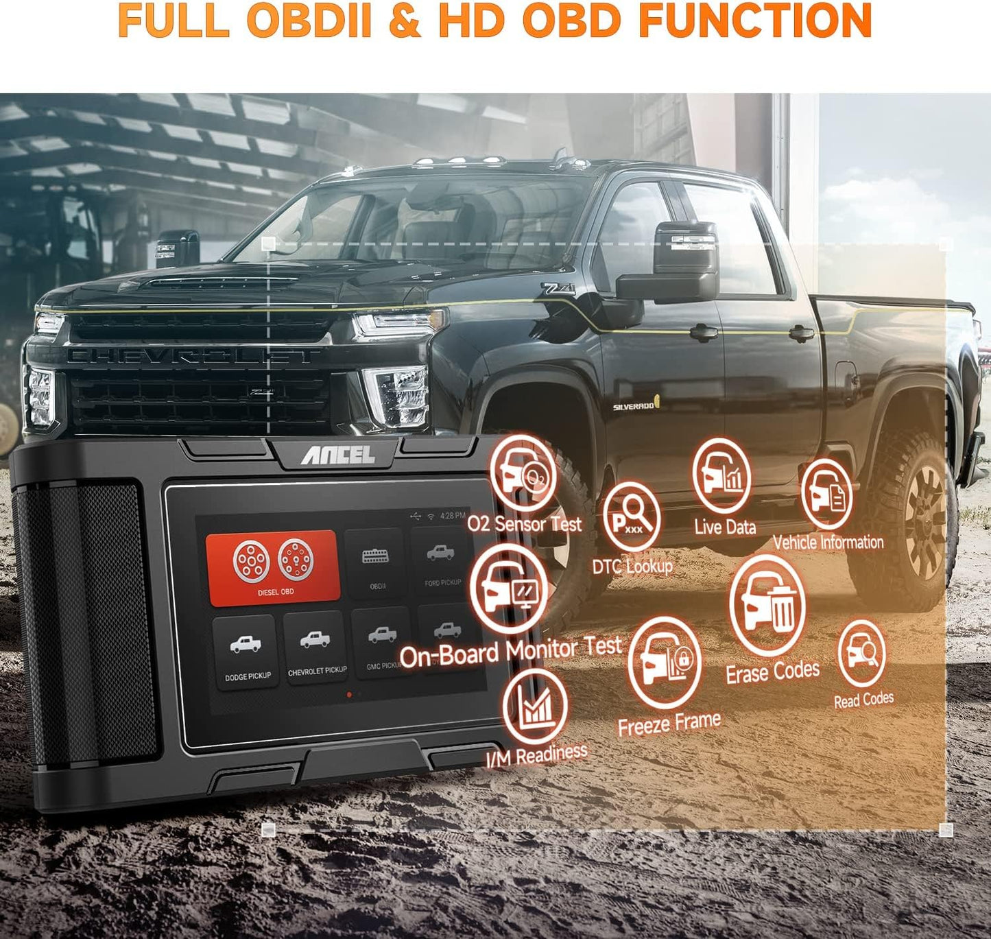 ANCEL HD3500 Pro OBD2 Diesel Scanner for Pickup & Light Trucks