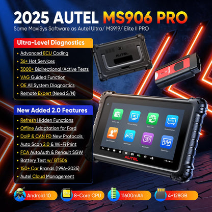 Autel MaxiSys MS906 PRO 2025 OBD2 Scanner – ECU Coding & 3K+ Tests