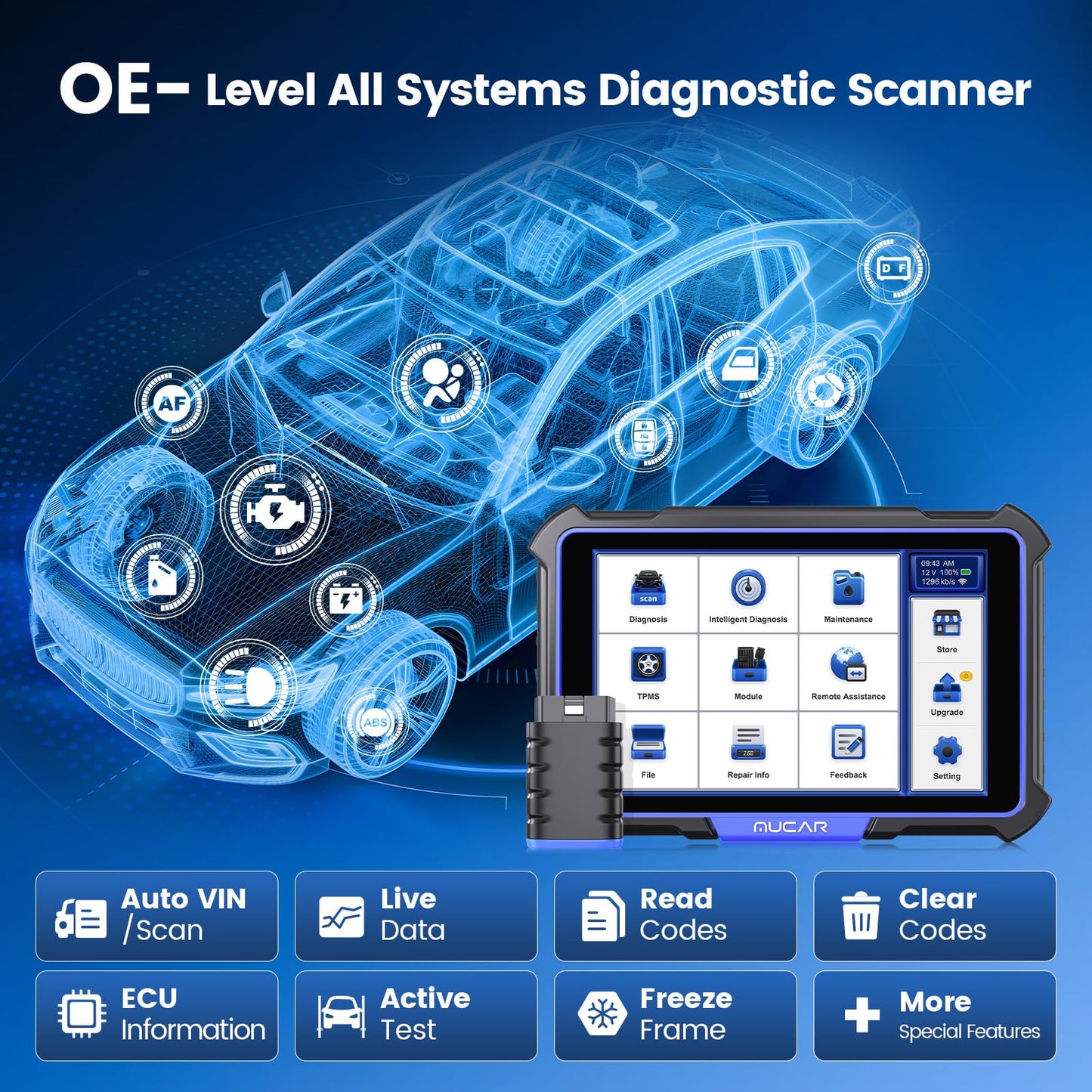 MUCAR VO8 OBD2 Scanner with ECU Coding & 34+ Services