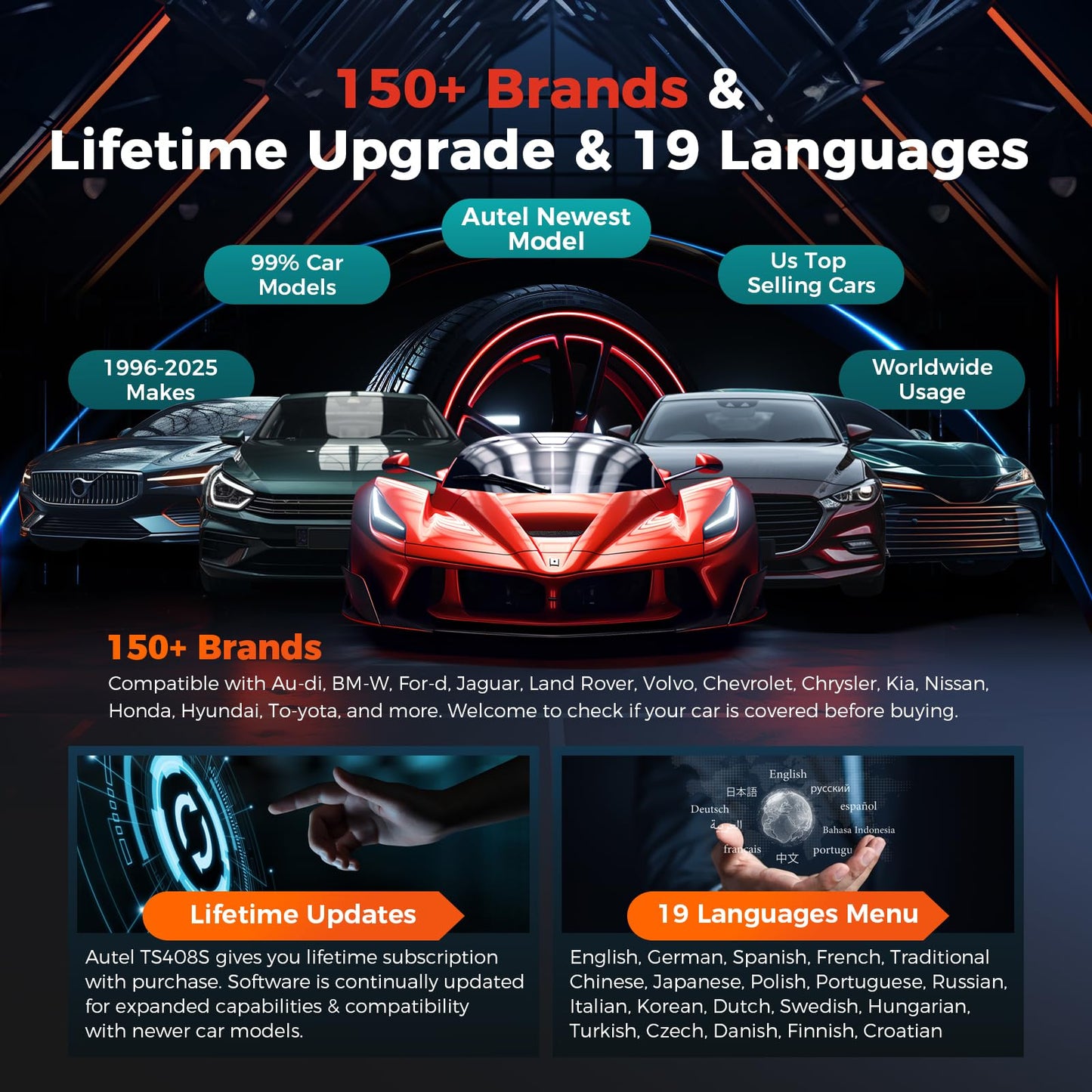Autel MaxiTPMS TS408S TPMS Relearn Tool with OBD2, Lifetime Updates