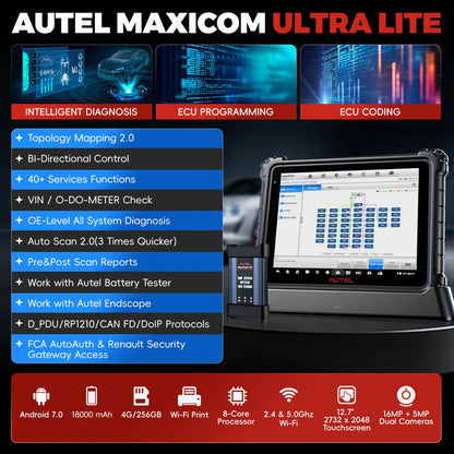 Autel MaxiCOM Ultra Lite Scanner with MV108S – 40+ Services & ECU Coding