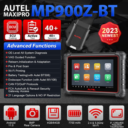 Autel MaxiPro MP900Z-BT ECU Coding OBD2 Scanner 40+ Services