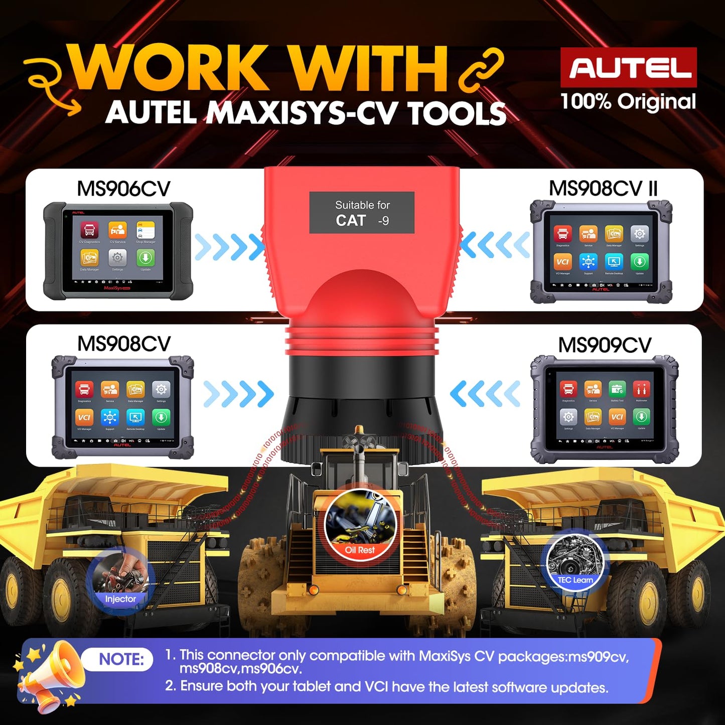 Autel CAT 9-Pin Adapter for MaxiSYS CV – Off-Highway Diagnostics