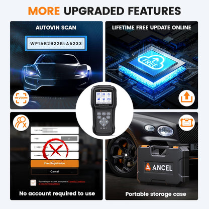 ANCEL AD610 Pro OBD2 Scanner with ABS SRS Diagnosis & Auto Bleed