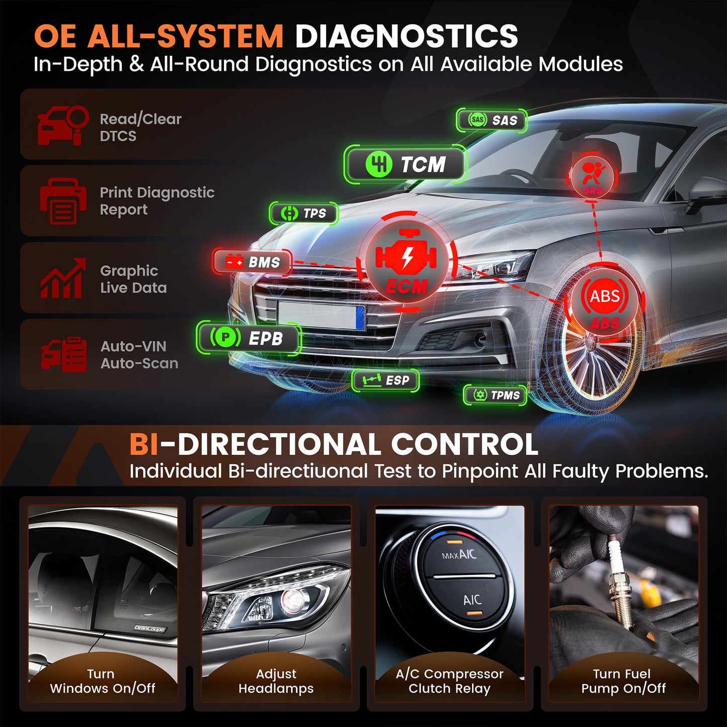 ANCEL DS600 Elite OBD2 Scanner – 2025 Full System Diagnostic Tool