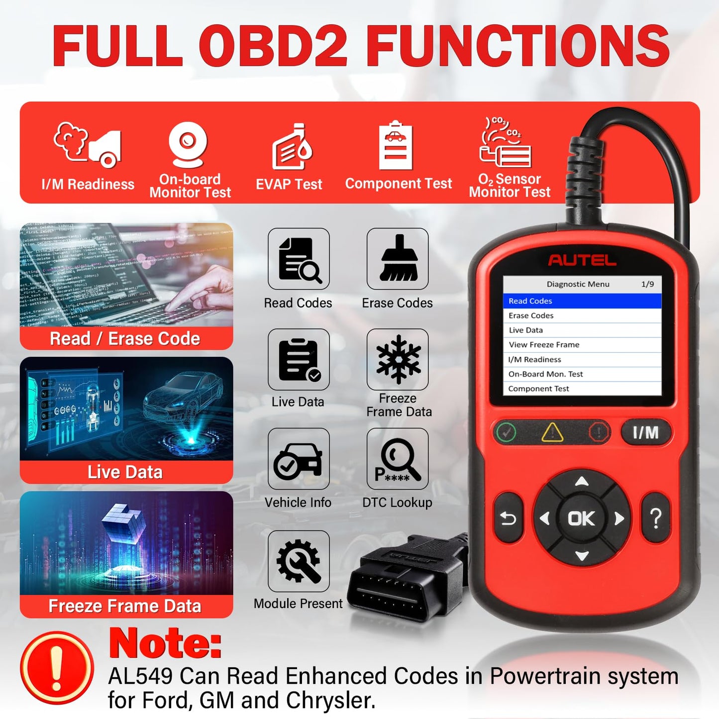 Autel AutoLink AL549 OBD2 Scanner & ABS Code Reader 2025