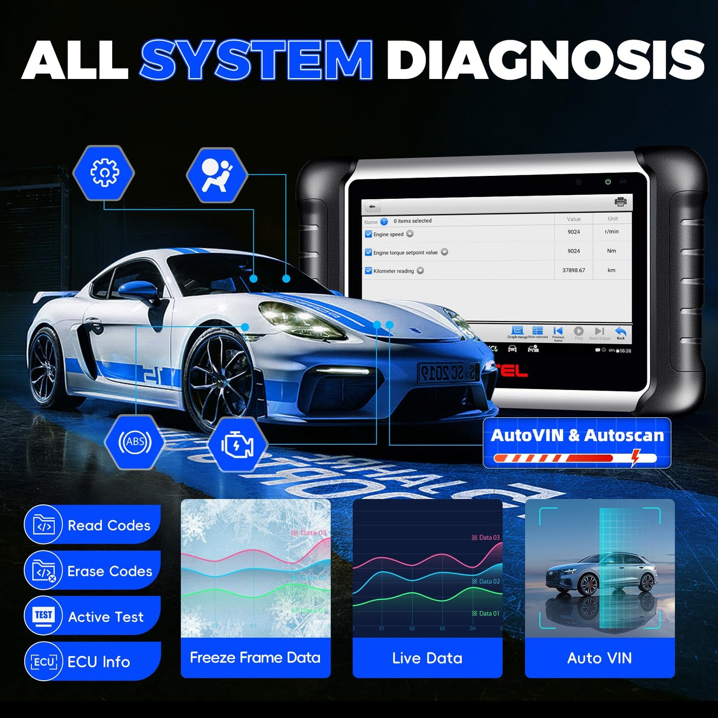 Autel MaxiCOM MK808Z Pro Scanner | Bi-Directional OBD2 Tool with 28+ Services