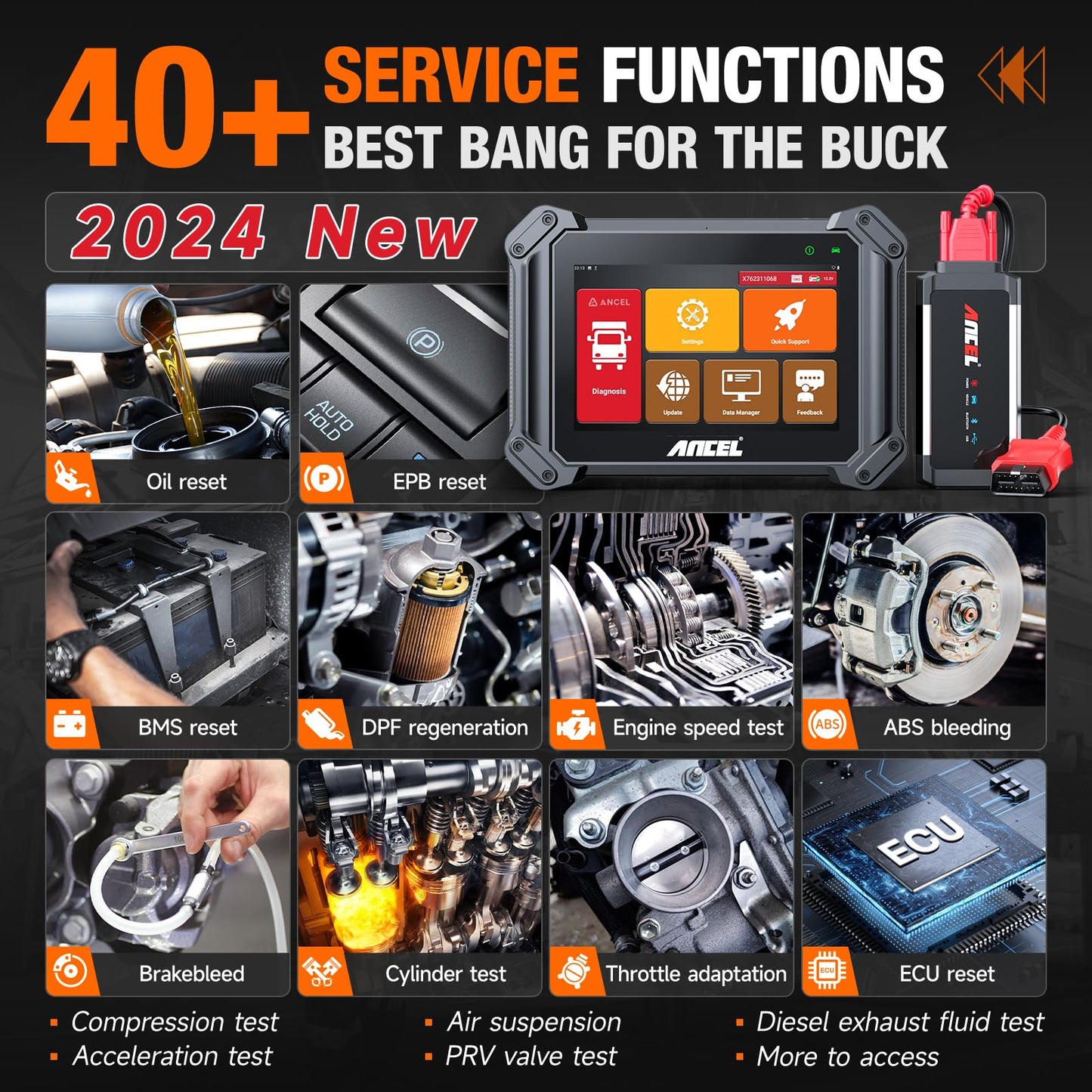 ANCEL V6HD Heavy Duty Truck Scanner 2024 with DPF Regen & ECU Coding