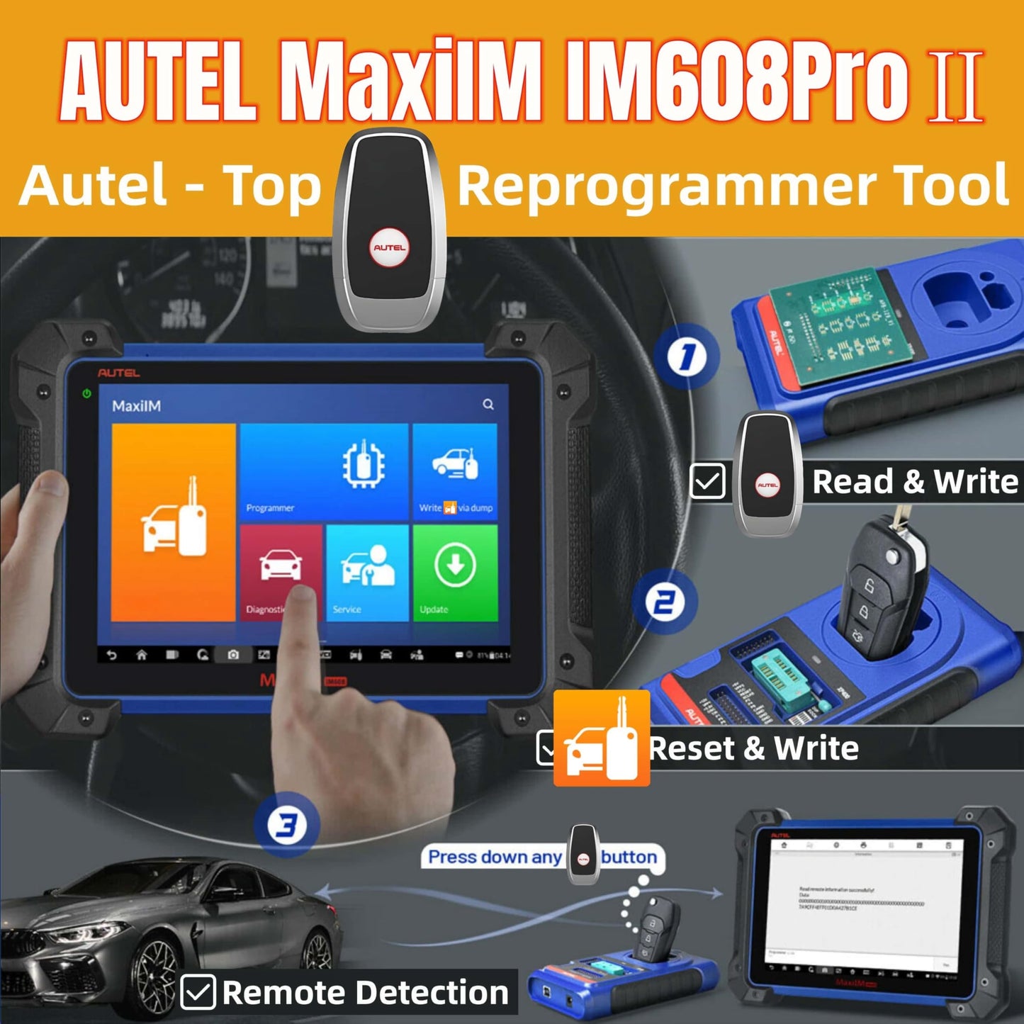 Autel IM608 PRO II Scanner with XP400Pro – ECU Programming & 40+ Services