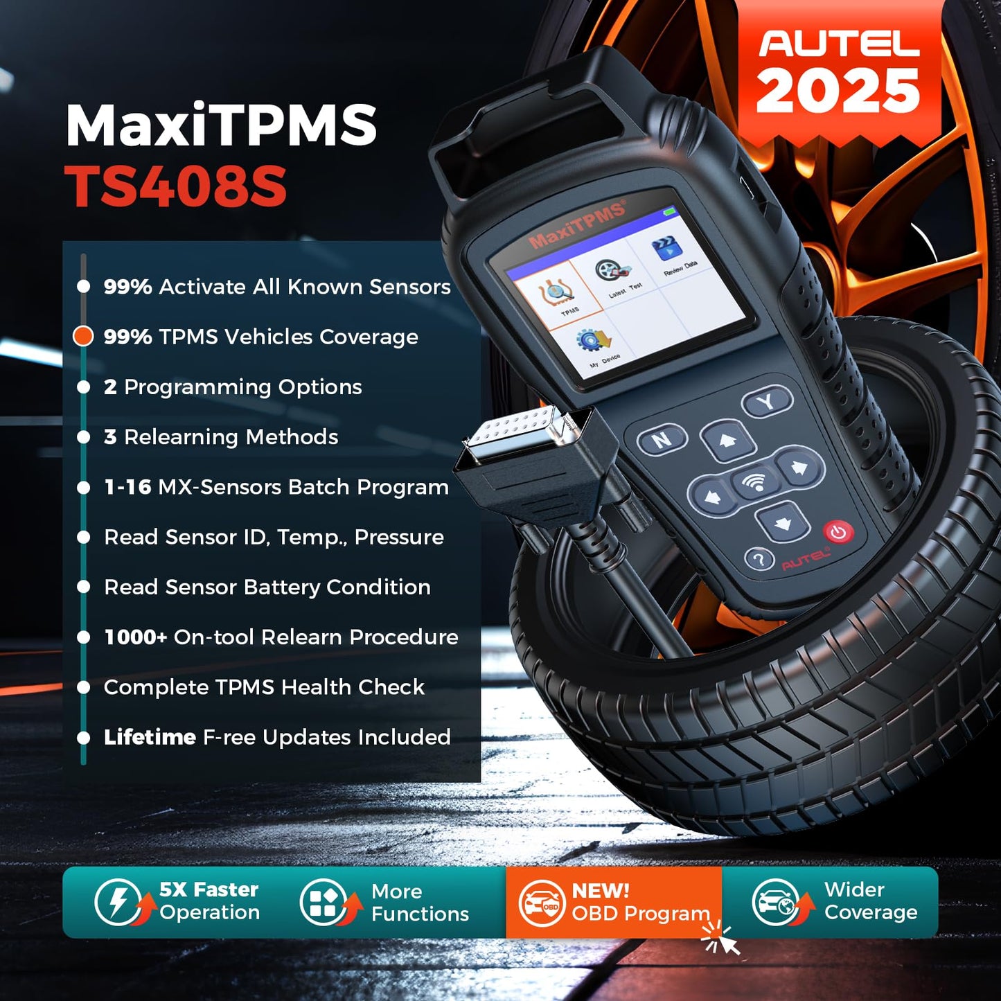 Autel MaxiTPMS TS408S TPMS Relearn Tool with OBD2, Lifetime Updates