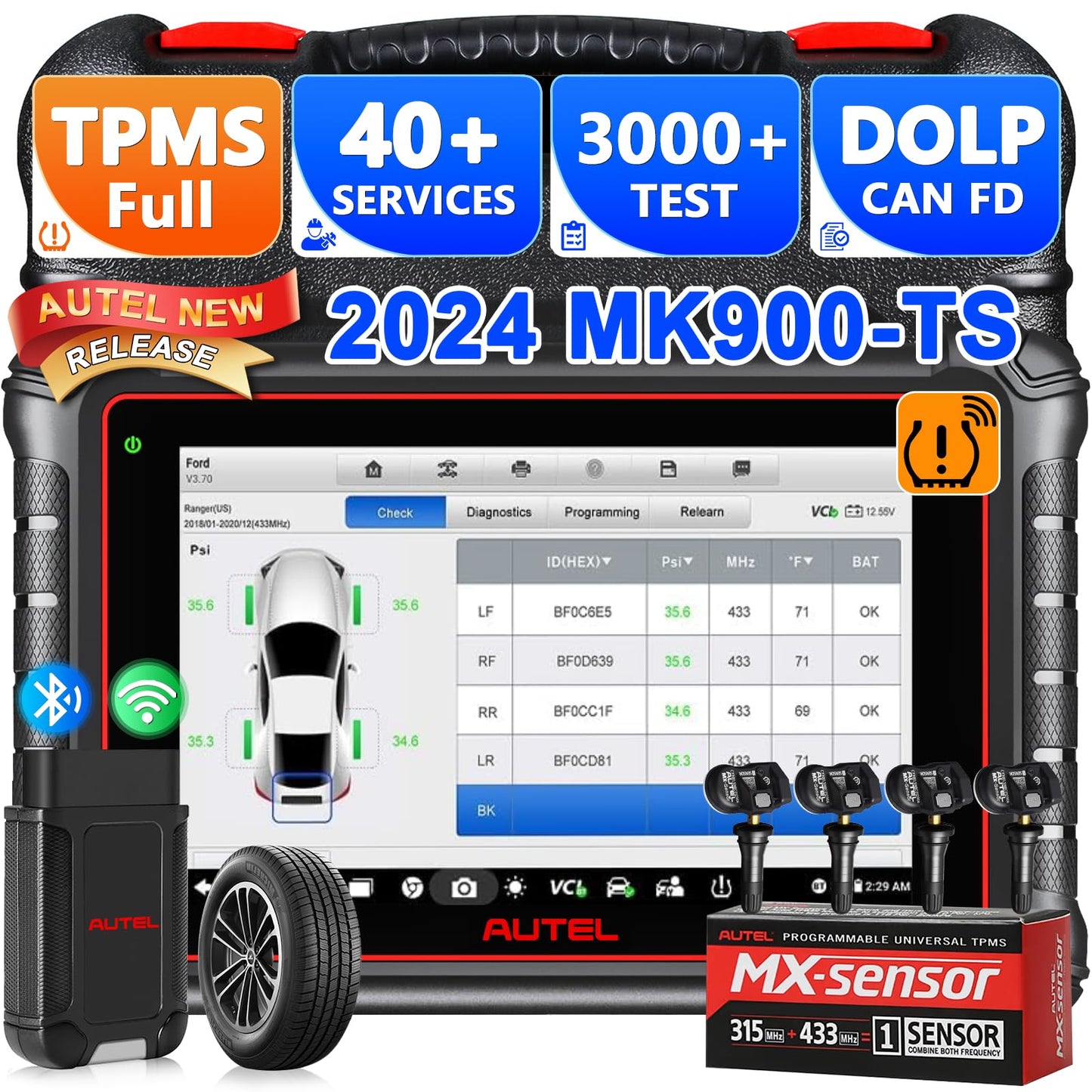 Autel MaxiCOM MK900-TS Scanner with TPMS Kit | 2024 Bidirectional Tool