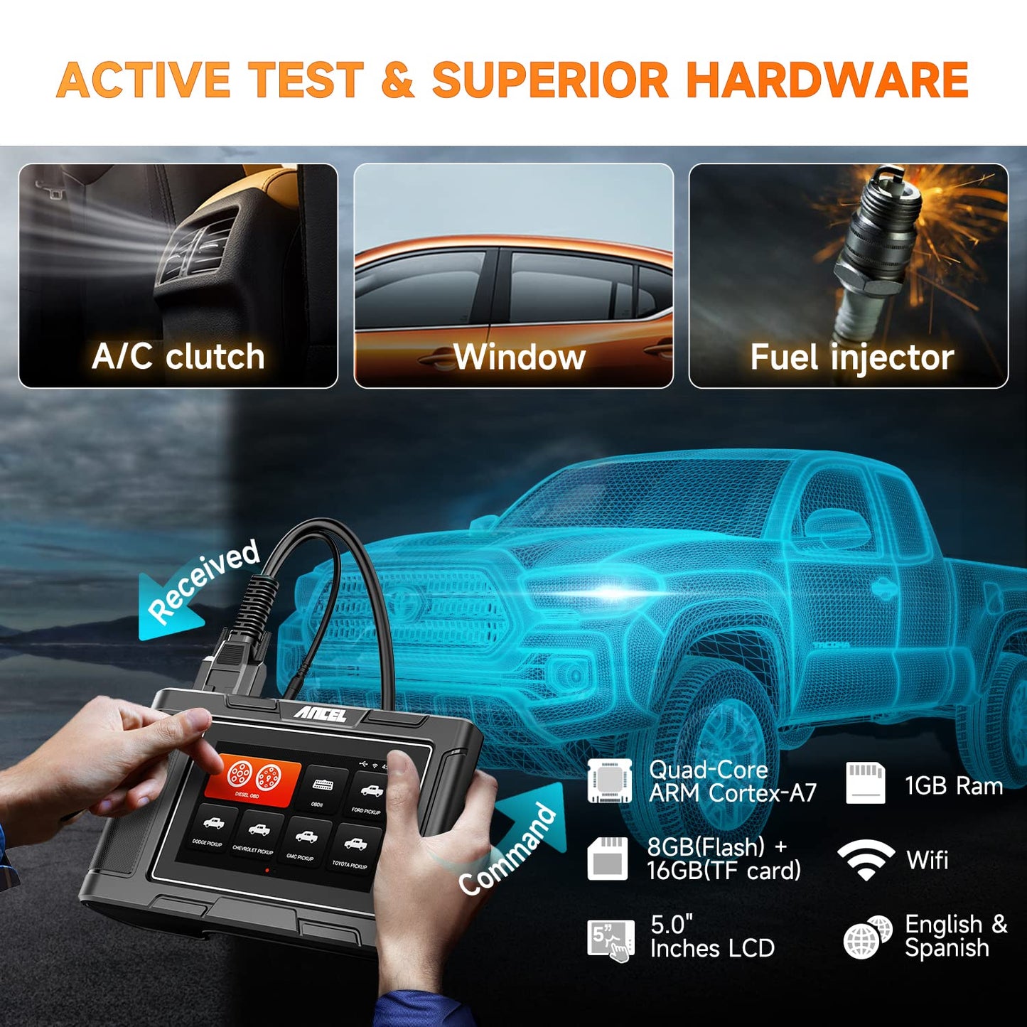 ANCEL HD3500 Pro OBD2 Diesel Scanner for Pickup & Light Trucks