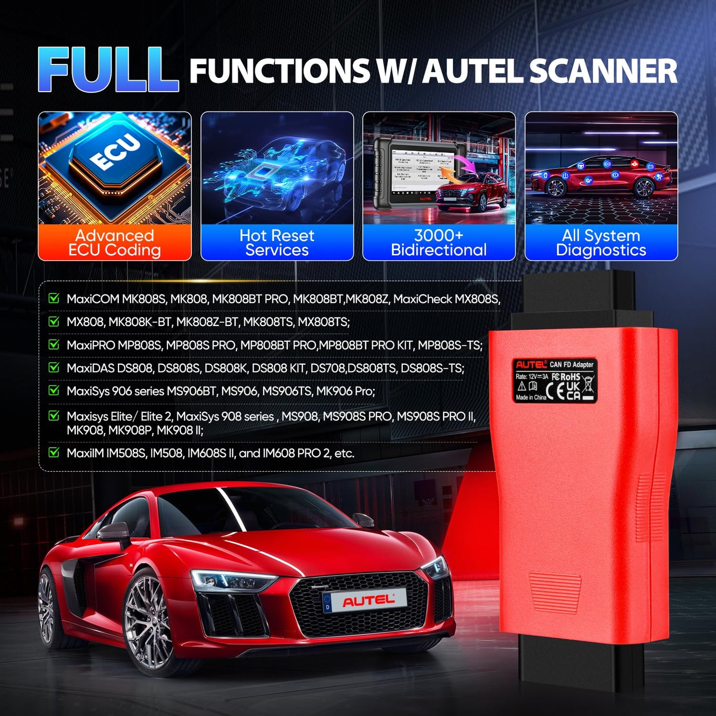 Autel CAN FD Adapter 2025 for MK808S, MS906, MK908, MX808