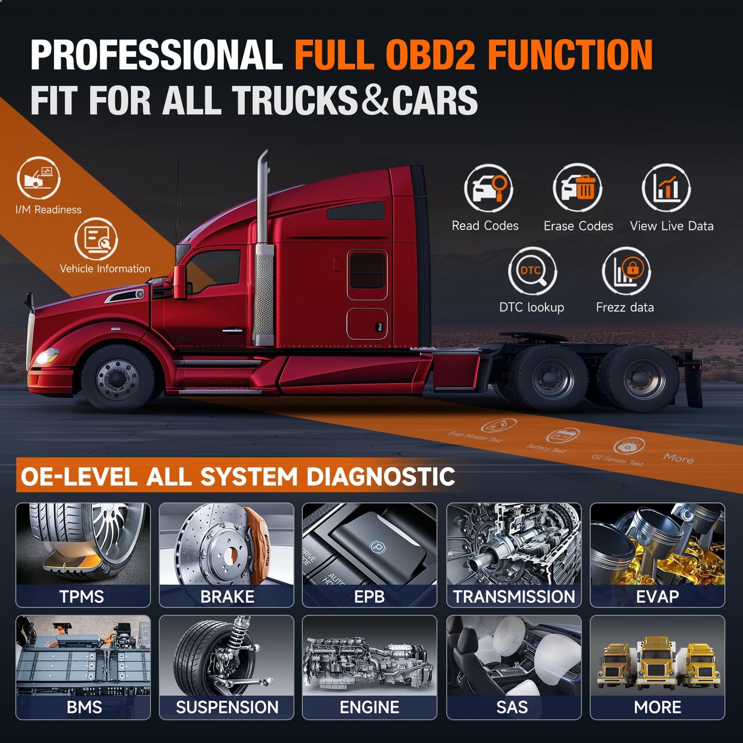 ANCEL V6HD Heavy Duty Truck Scanner 2024 with DPF Regen & ECU Coding