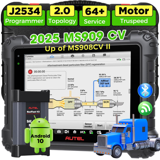 Autel MaxiSys MS909CV Truck Scanner | 2025 Heavy Duty ECU Tool