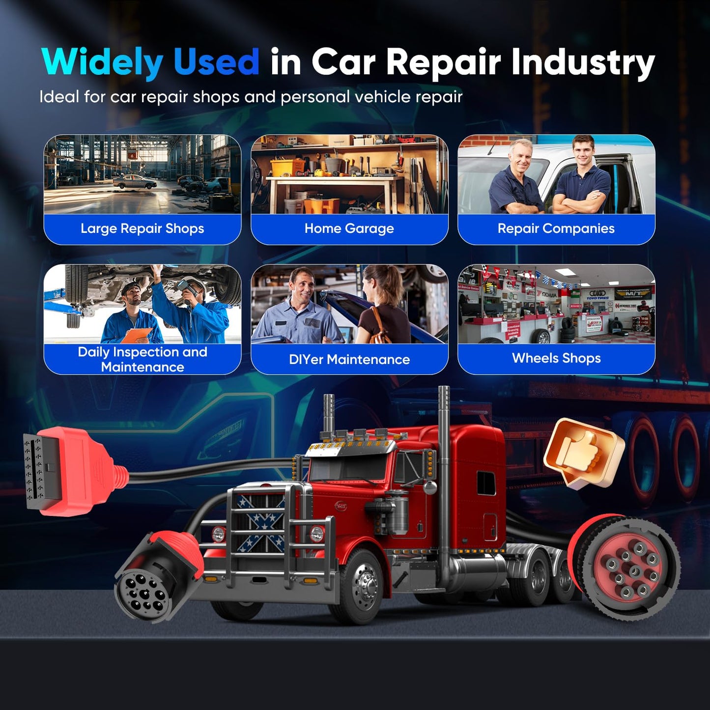 Autel J1939 to OBD2 Adapter Cable for Truck Diagnostics