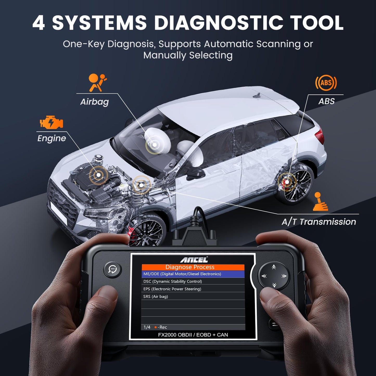 ANCEL FX2000-US OBD2 Scanner ABS SRS Transmission Code Reader