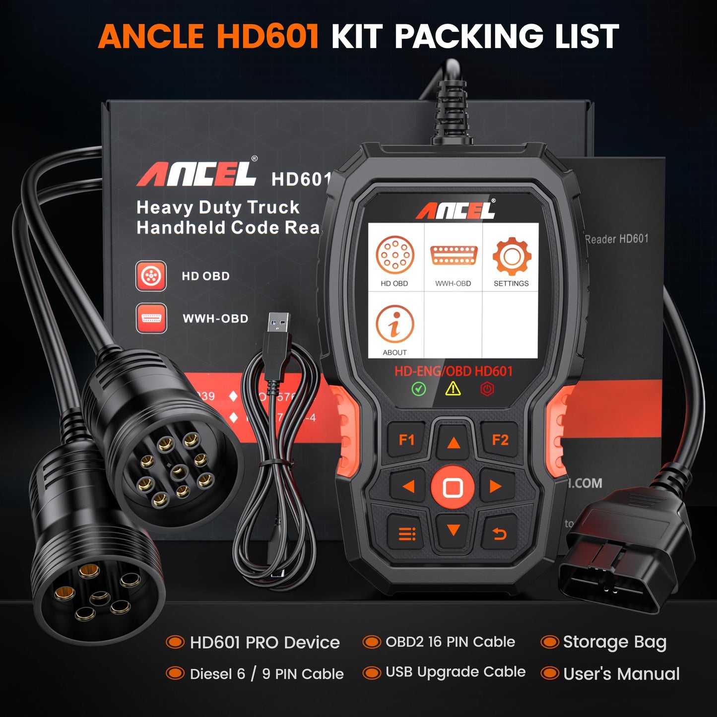 ANCEL HD601 Heavy Duty Truck Scanner for All System Diagnostics