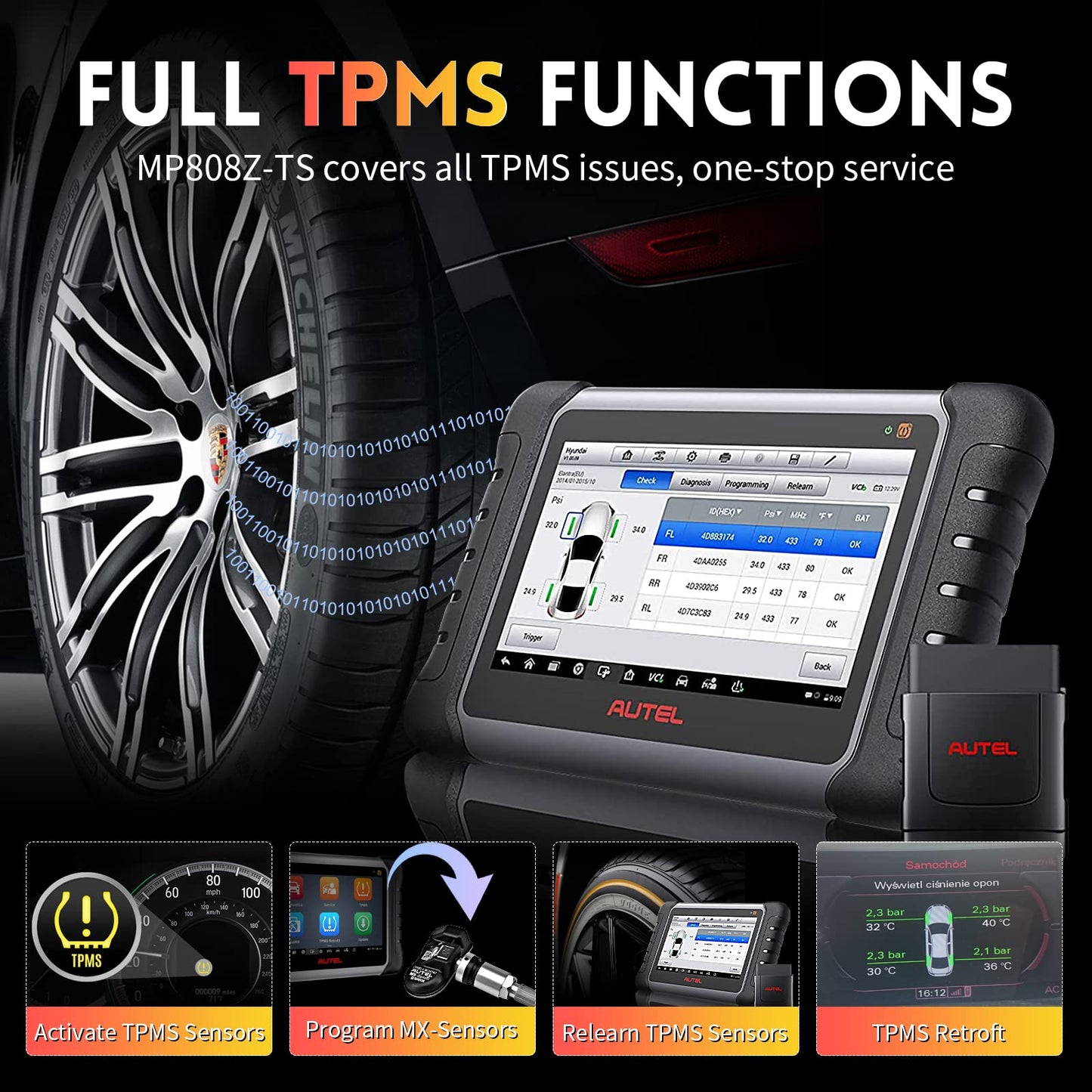 Autel MP808Z-TS Scanner with ECU Coding & TPMS Functions