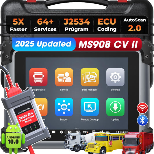 Autel MaxiSys MS908CV II Heavy Duty Truck Scanner with ECU Programming & 39+ Services