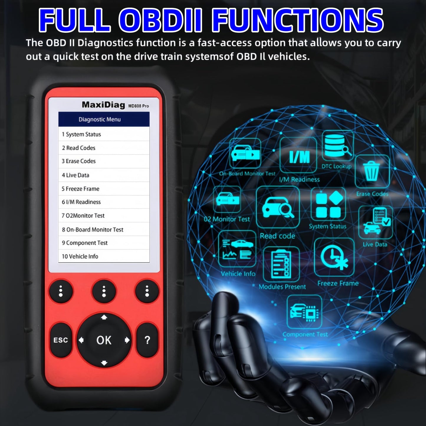 Autel MaxiDIAG MD808 Pro Full-System OBD2 Diagnostic Scanner