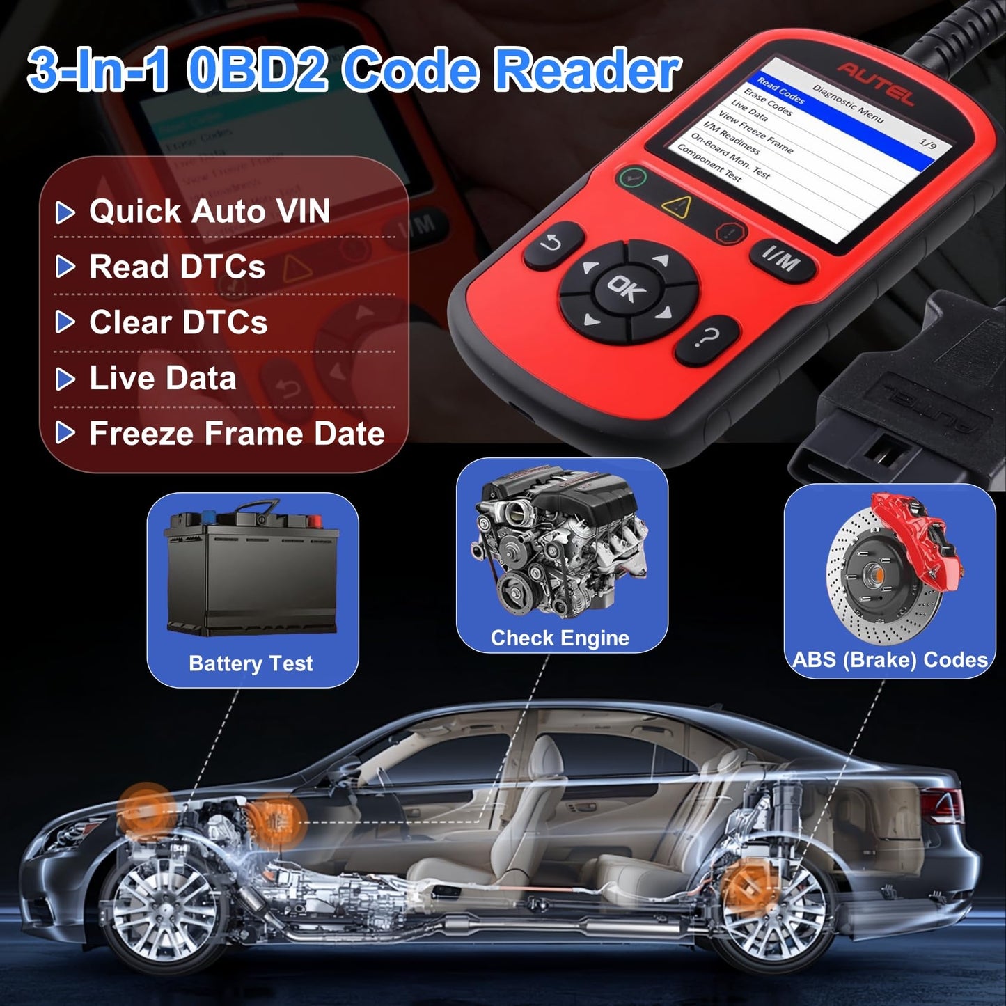 Autel AutoLink AL549 OBD2 Scanner – ABS Code Reader & Battery Tester