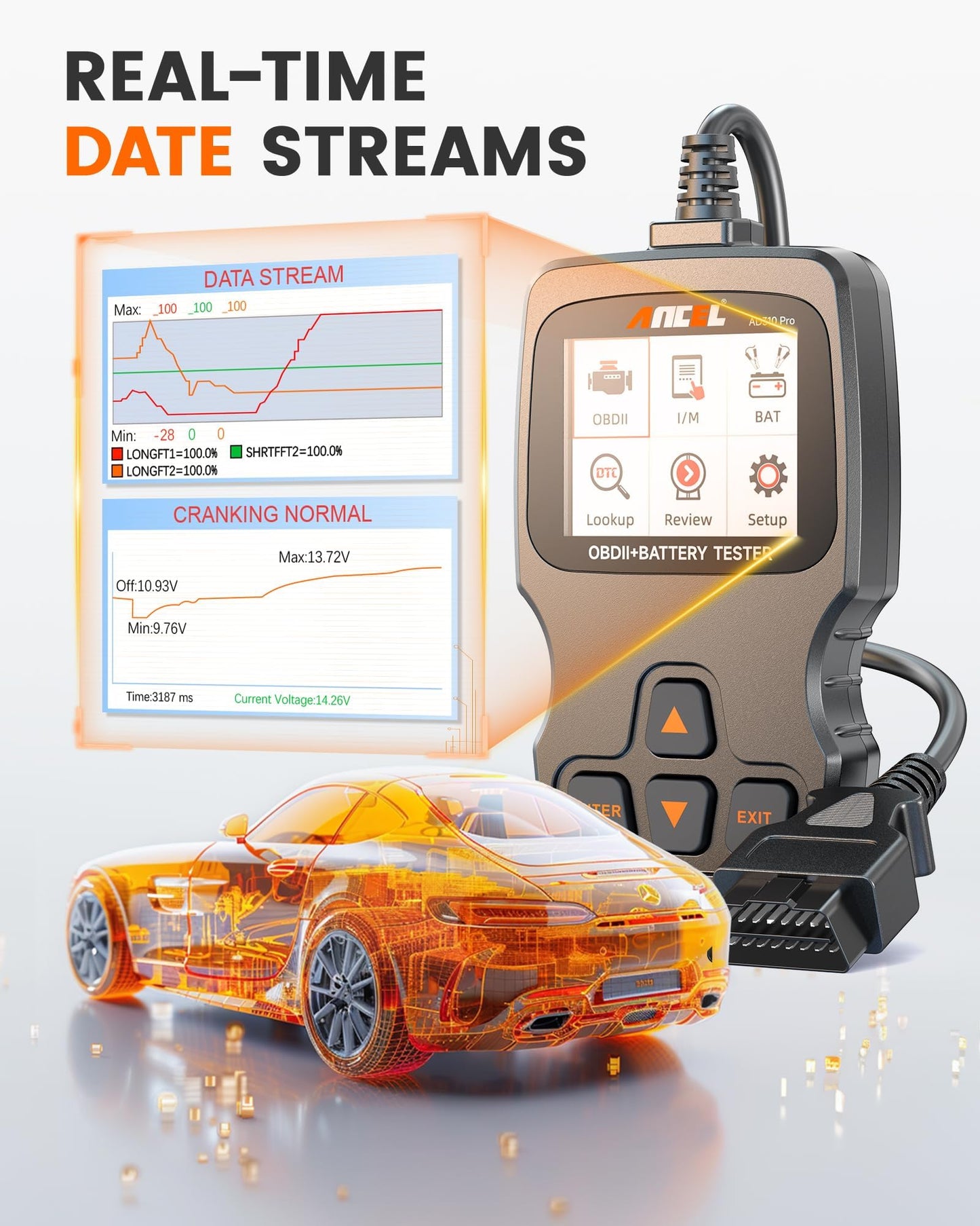 ANCEL AD310 Pro OBD2 Bluetooth Scanner & 12V/24V Car Battery Tester