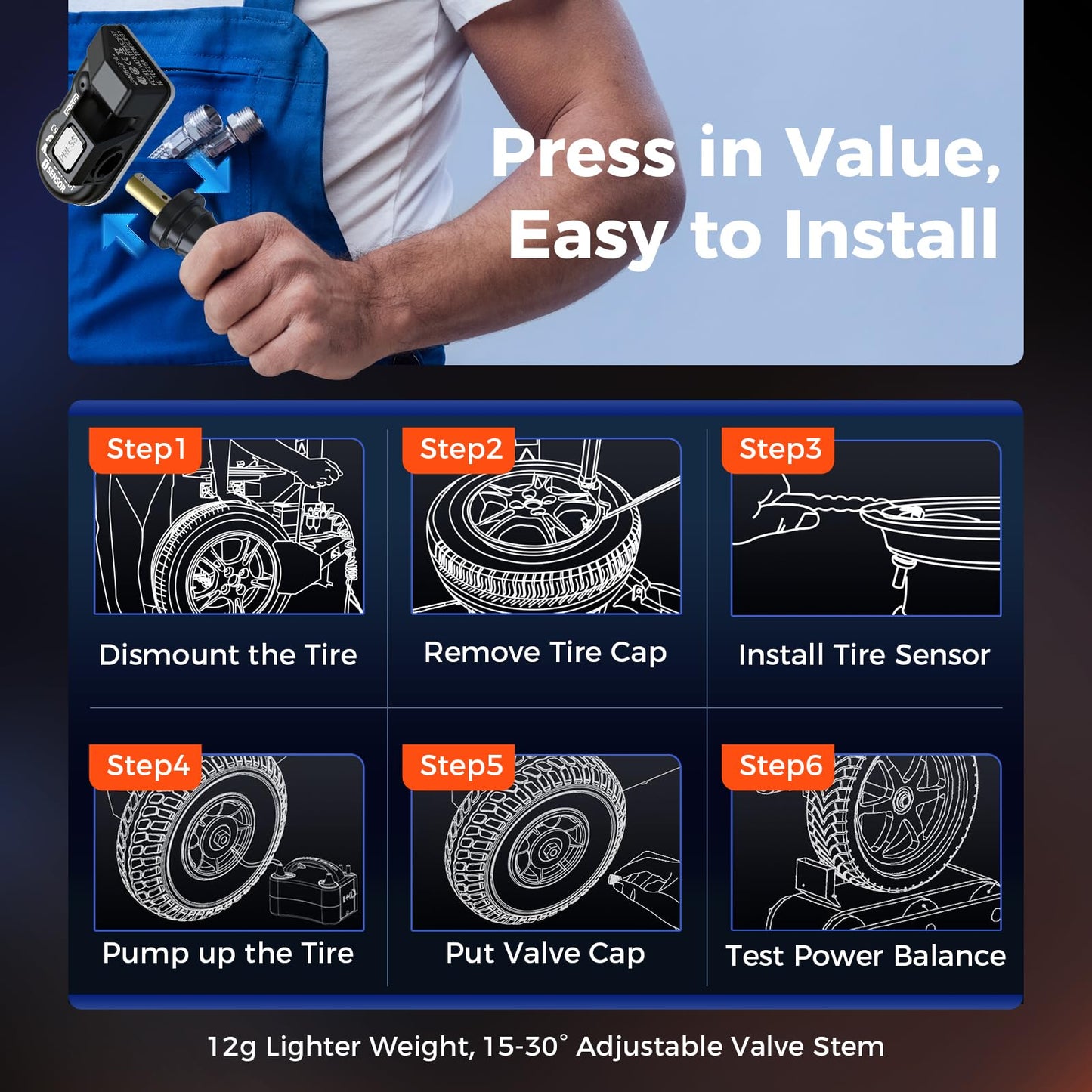 Autel MX-Sensor 2-in-1 TPMS (315MHz+433MHz) Programmable
