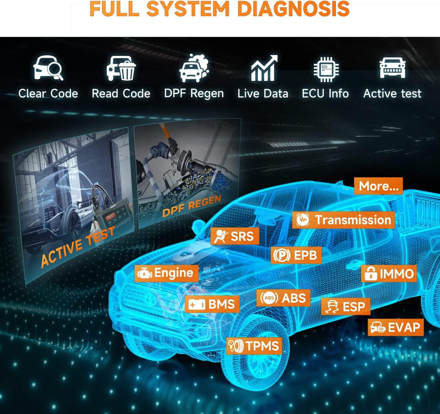 ANCEL HD3500 Pro OBD2 Diesel Scanner for Pickup & Light Trucks