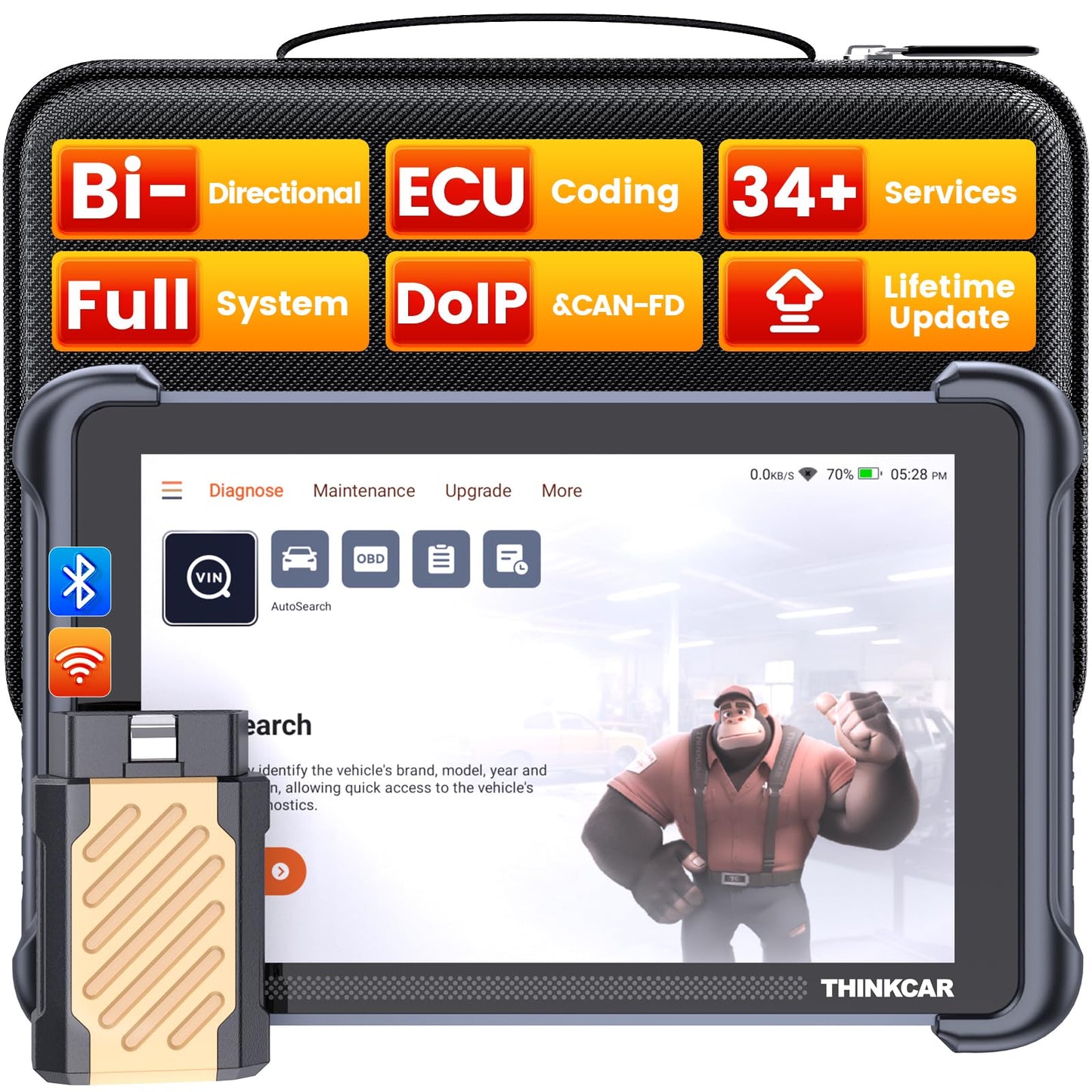 ThinkScan 689BT OBD2 Scanner with ECU Coding & 34 Services