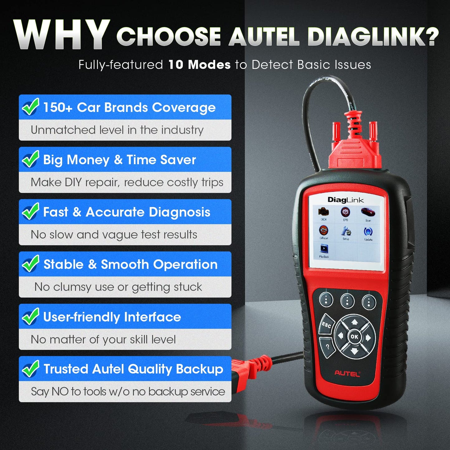 Autel Diaglink OBD2 Scanner All Systems Diagnostic Tool