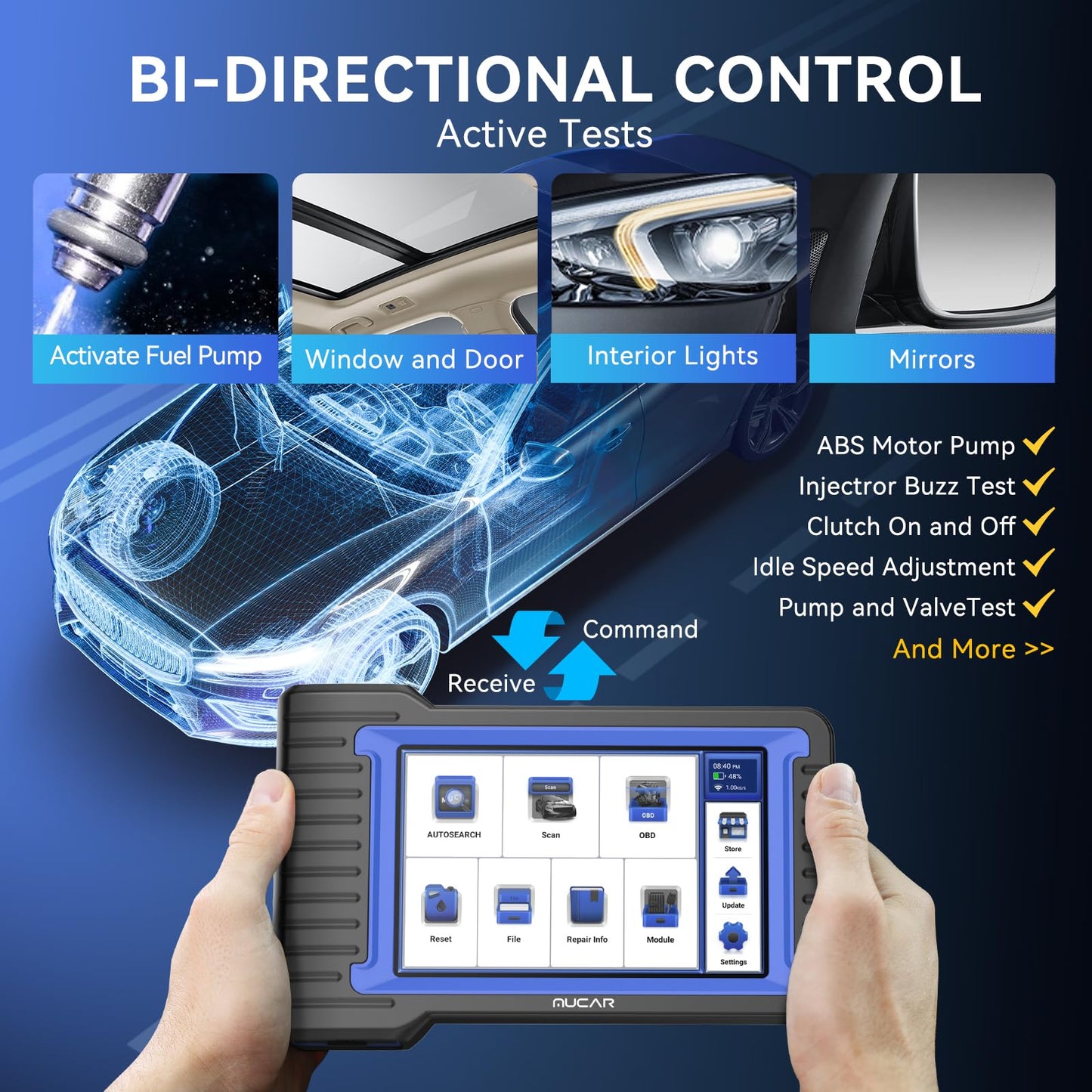 MUCAR VO7 OBD2 Scanner with 28+ Reset & Bidirectional Control