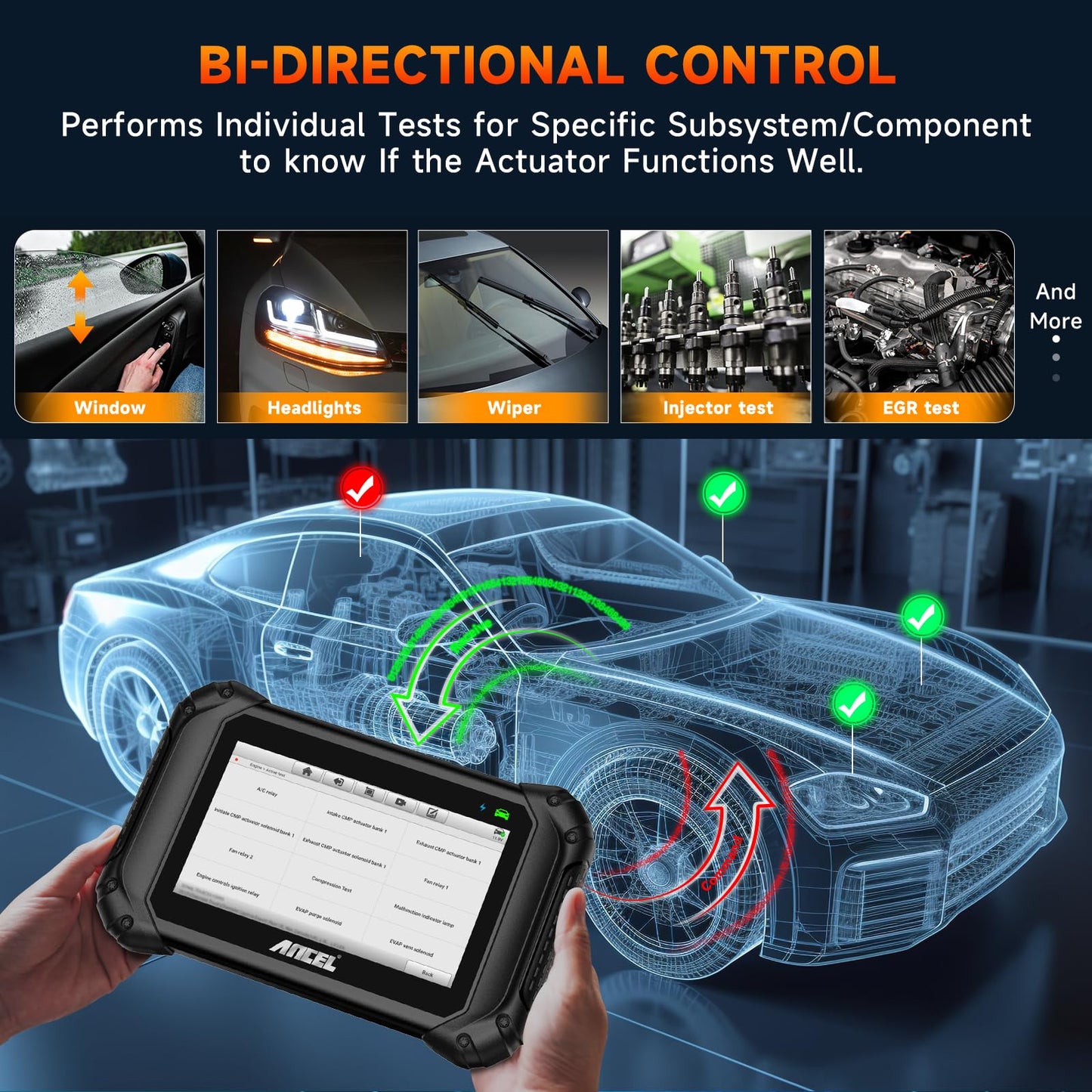ANCEL V5BT-US Wireless OBD2 Scanner – All Systems Bidirectional Diagnostic Tool