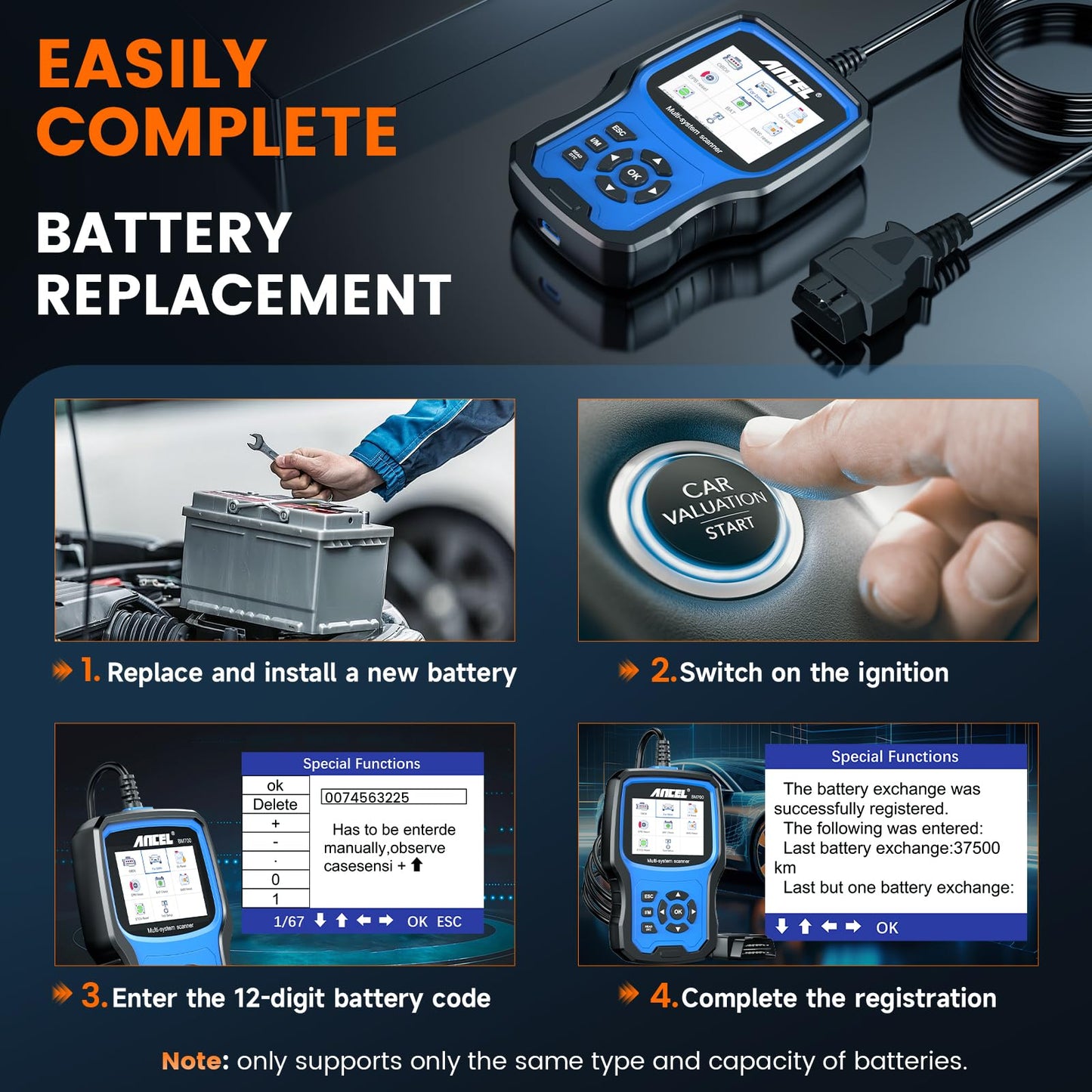 Ancel BM700 BMW Full System OBD2 Scanner with Battery Reset
