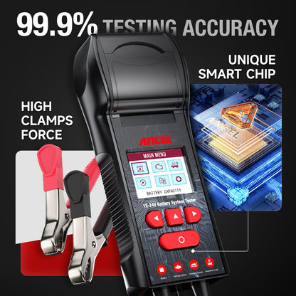 ANCEL BST600 Battery Tester with Printer - 12V/24V for Cars & Trucks