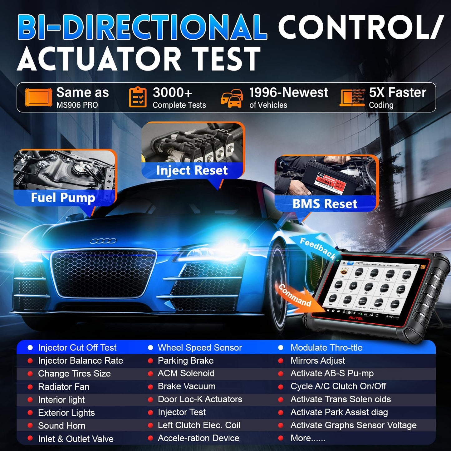 Autel MaxiCOM MK900-TS Scanner with TPMS Kit | 2024 Bidirectional Tool