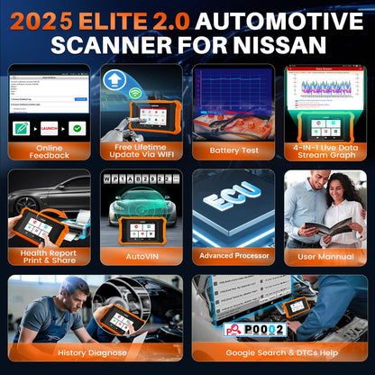 Launch X431 Elite 2.0 PRO Nissan Bi-Directional OBD2 Scanner