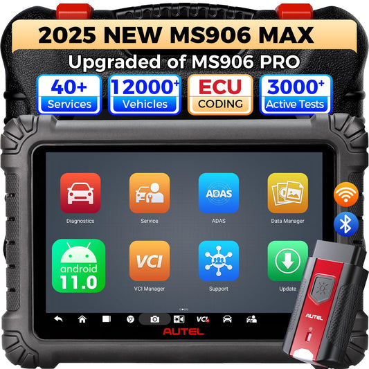 Autel Scanner MaxiSys MS906 MAX, 2025 MS906MAX 10.1 Inch Up of MS906 PRO/MP900BT/MS908S PRO/ MK900BT, Advanced ECU Coding, Bi-Directional 3000+Tests 40+ Services, CAN FD & DoIP VAG Guided, 150+ Brans