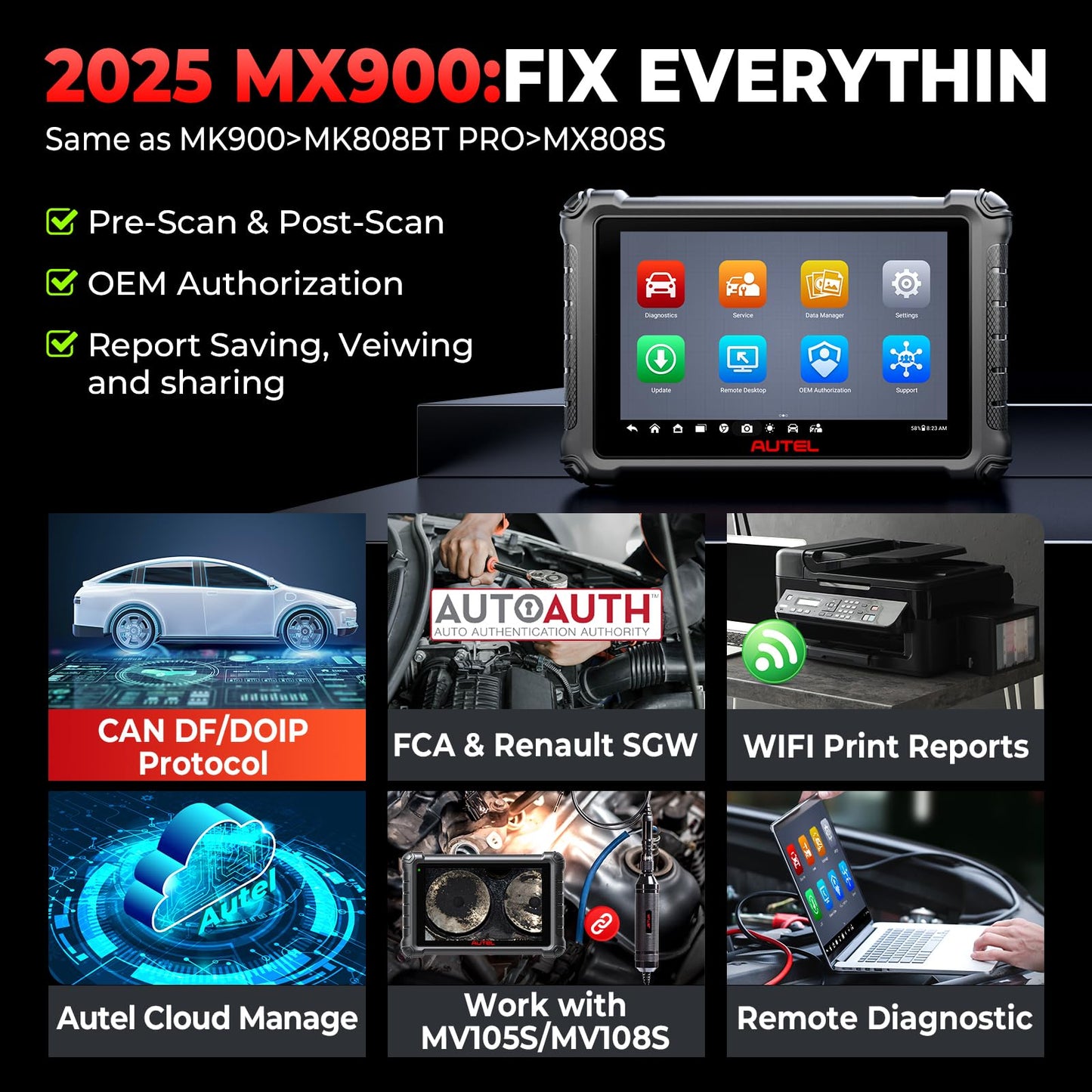 Autel MaxiCheck MX900 – 2025 Bidirectional TPMS OBD2 Scanner