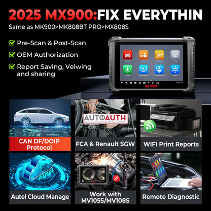 Autel MaxiCheck MX900 – 2025 Bidirectional TPMS OBD2 Scanner