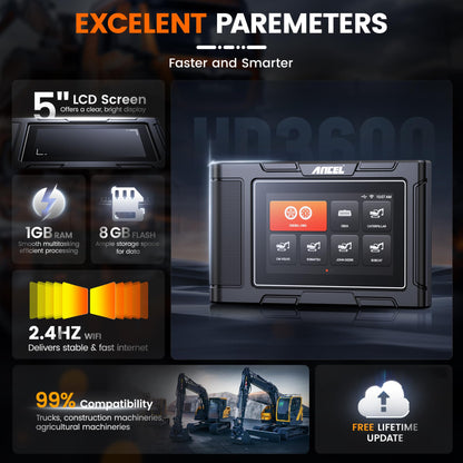 ANCEL HD3600 Heavy Equipment Diagnostic Tool with DPF & Full-System Scan