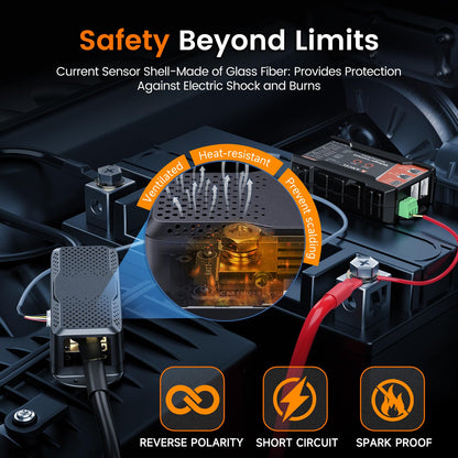 ANCEL BM1000 Bluetooth 400A Battery Monitor for RV, Marine & Solar Systems