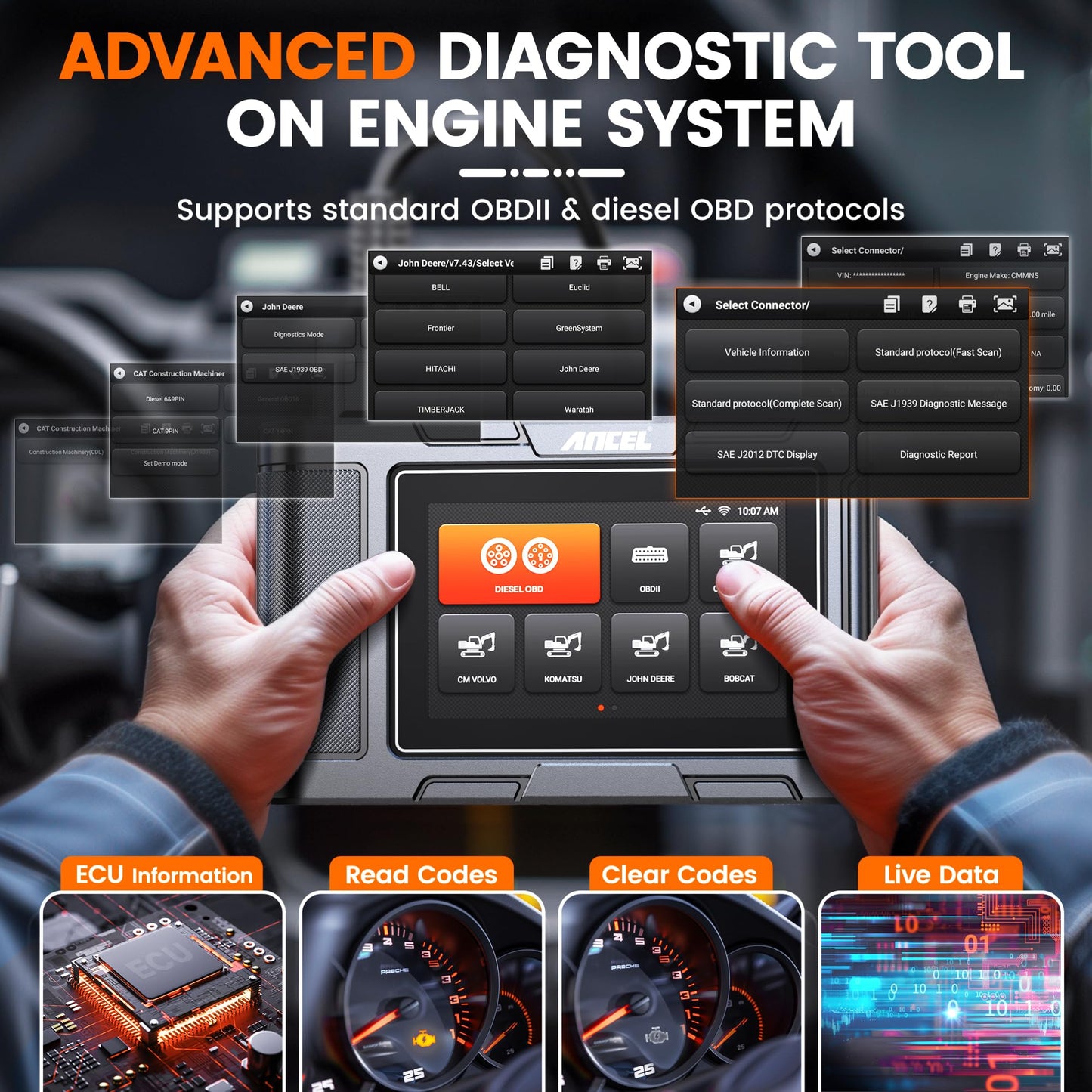 ANCEL HD3600 Heavy Equipment Diagnostic Tool with DPF & Full-System Scan