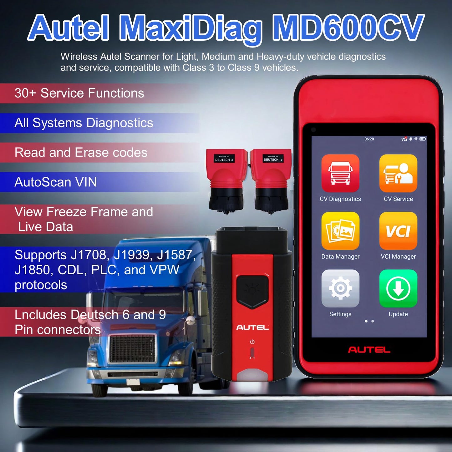 Autel MaxiDiag MD600CV Heavy Duty Truck Diagnostic Scanner 2025